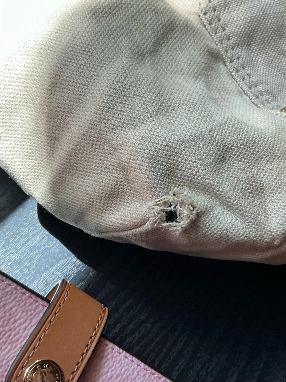 Louis Vuitton Beige Canvas Hobo with Mustard Yellow Logo Print